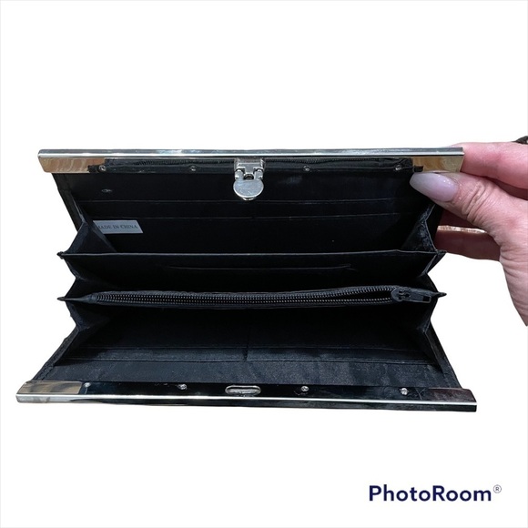 Clutch Wallet - Black Sleek Faux Lizard - Picture 3 of 6